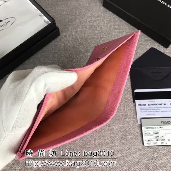 PRADA普拉達 經典爆款 頂級原單十字紋牛皮 女士短皮夾 1MV204 DD1406